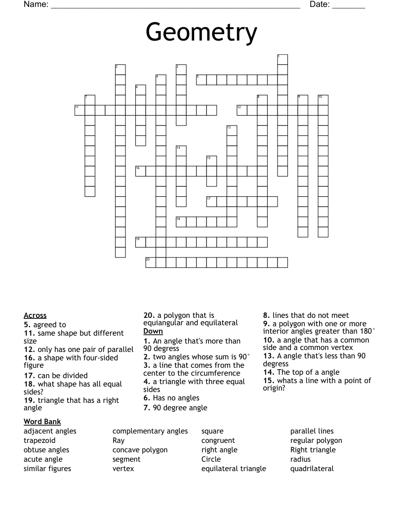 Geometry Crossword