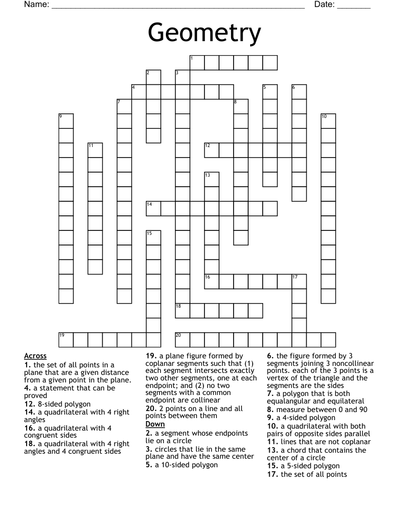 Geometry Crossword
