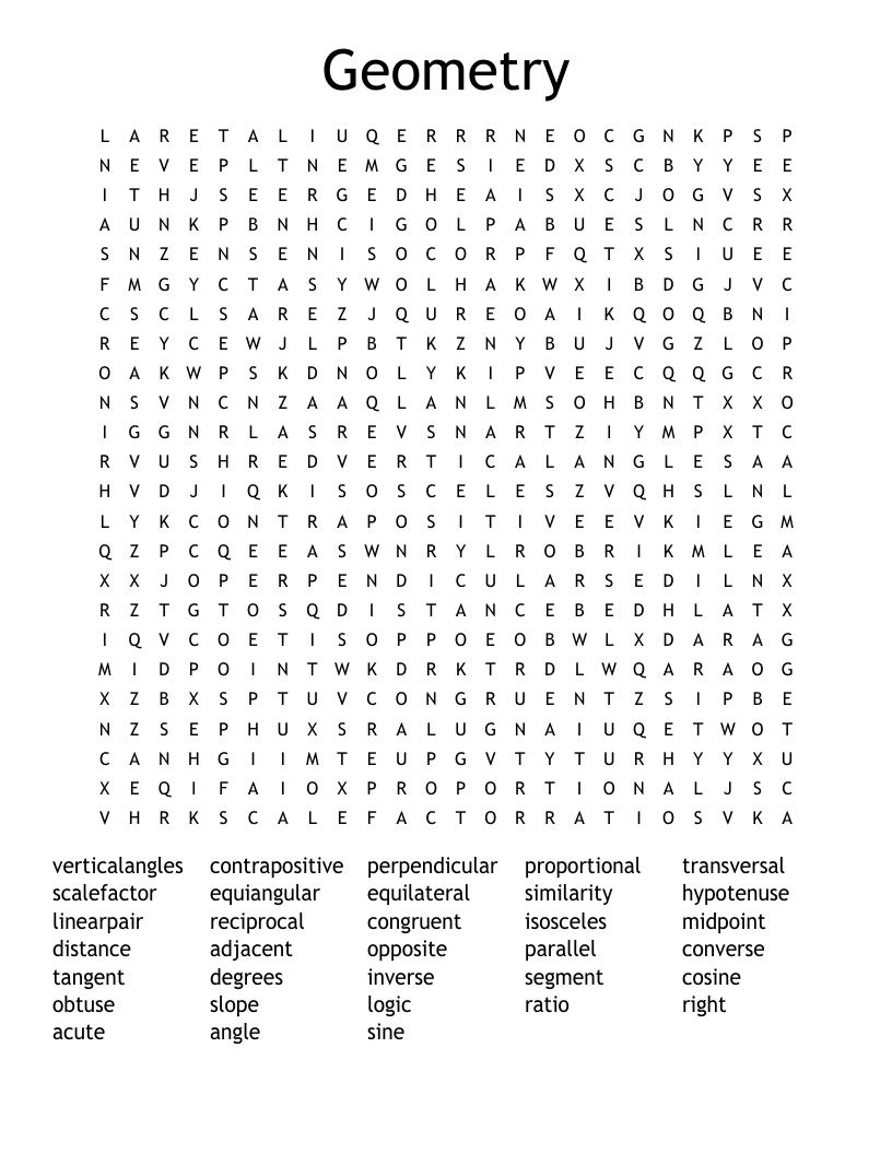 Geometry Word Search