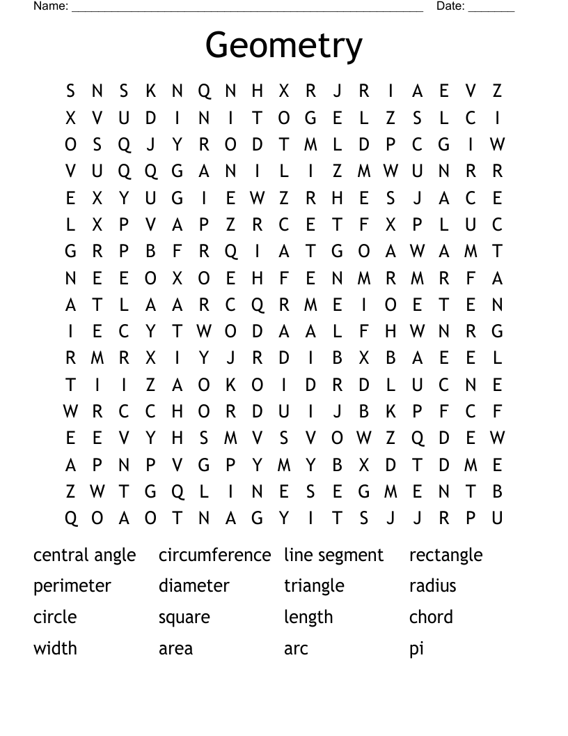 Geometry Word Search