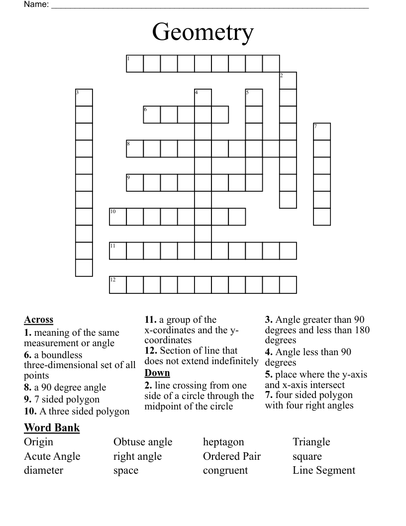 Geometry Crossword