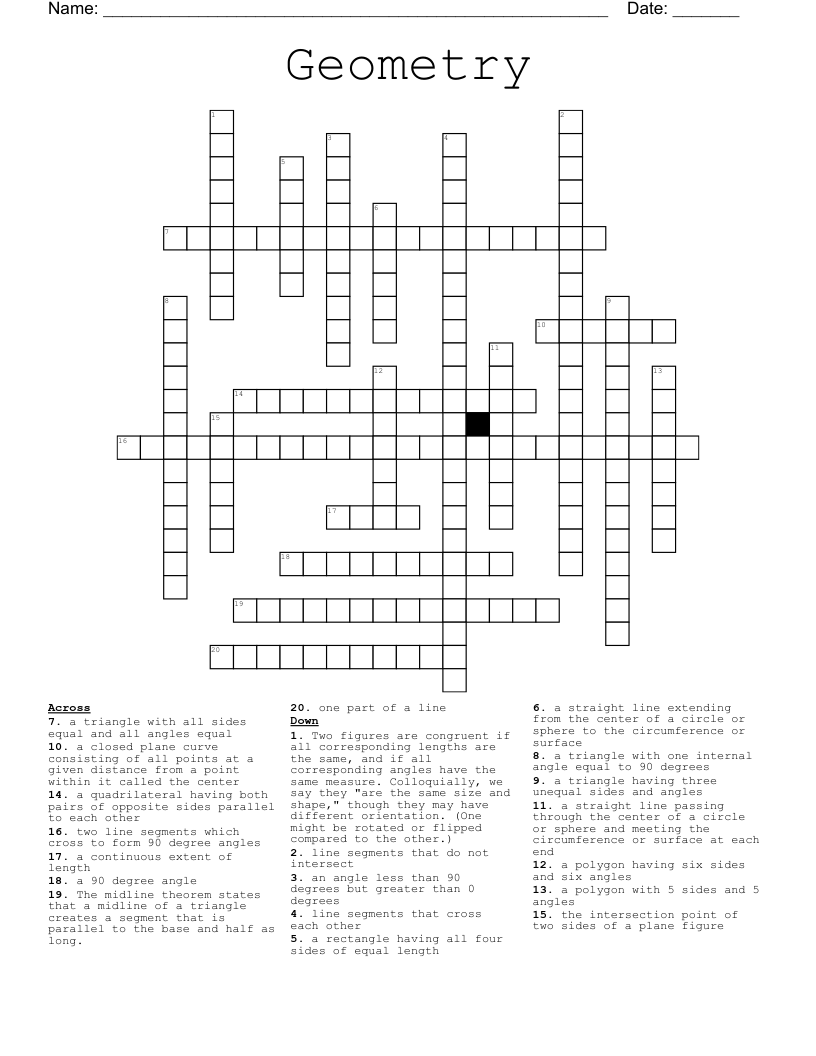 Geometry Crossword