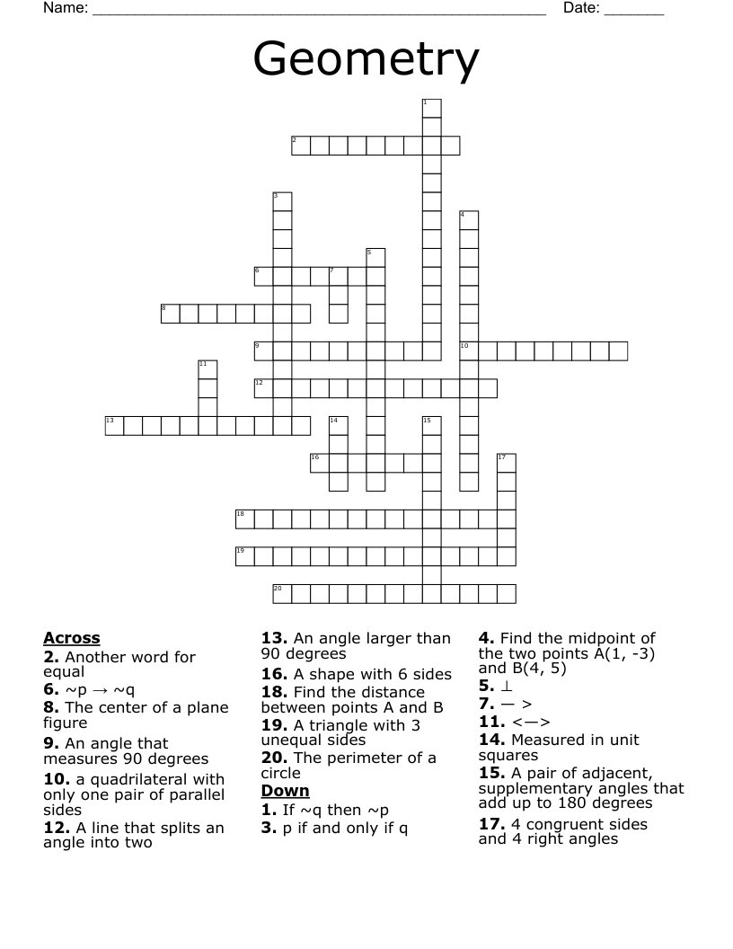 Geometry Crossword