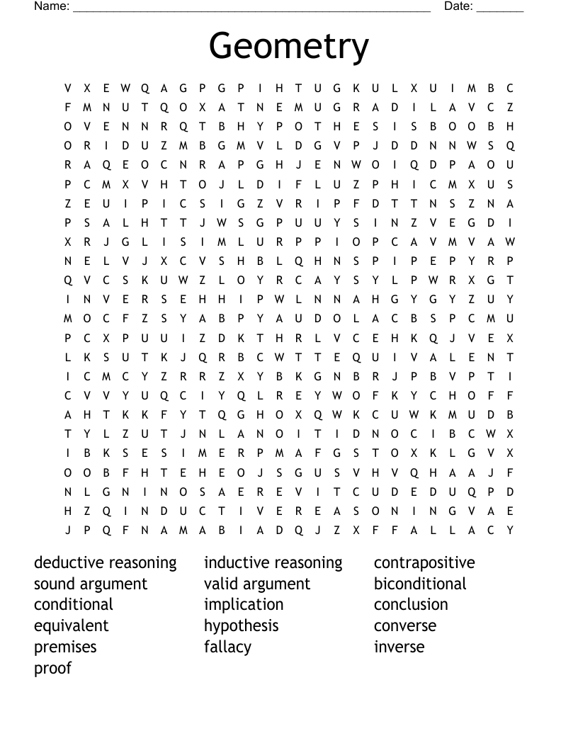 Geometry Word Search