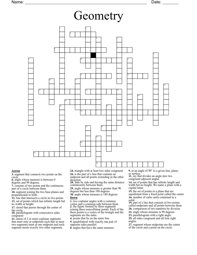 Geometry Crossword
