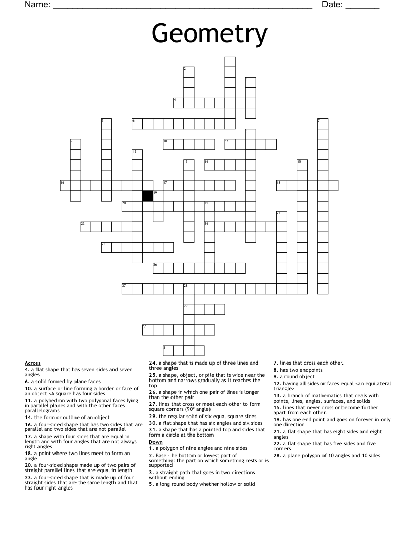 Geometry Crossword