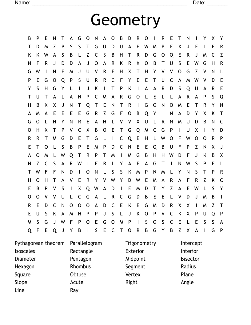 Geometry Word Search