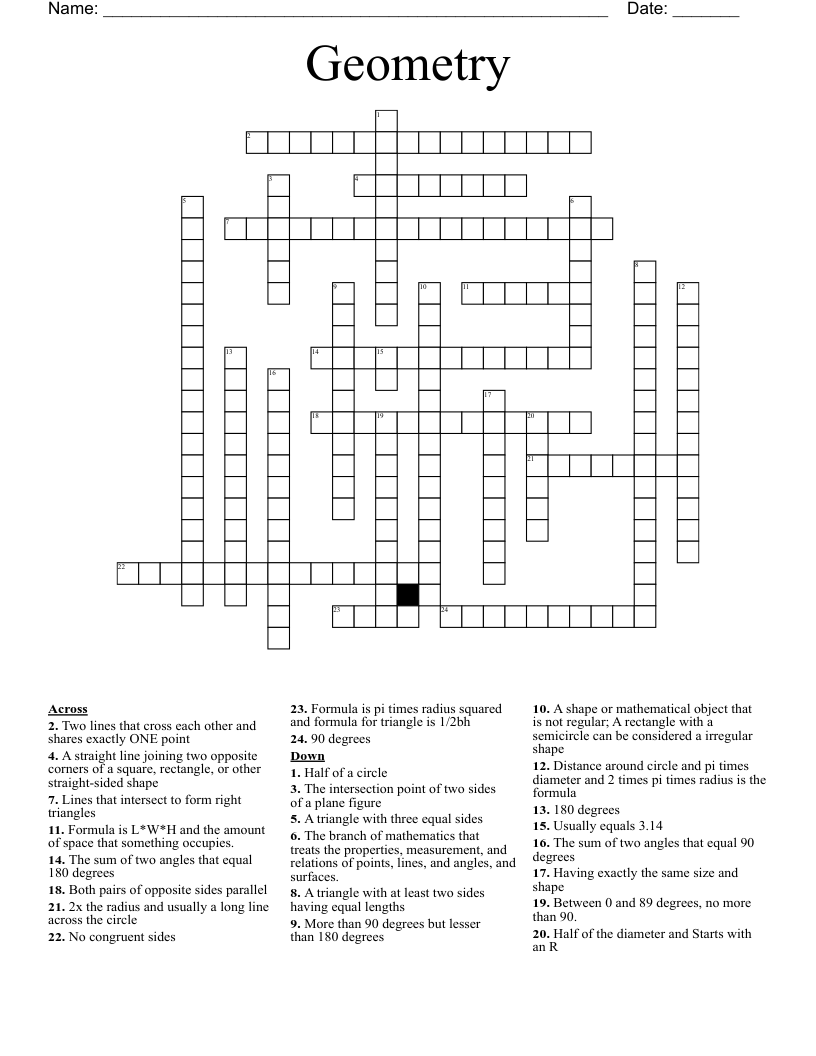 Geometry Crossword