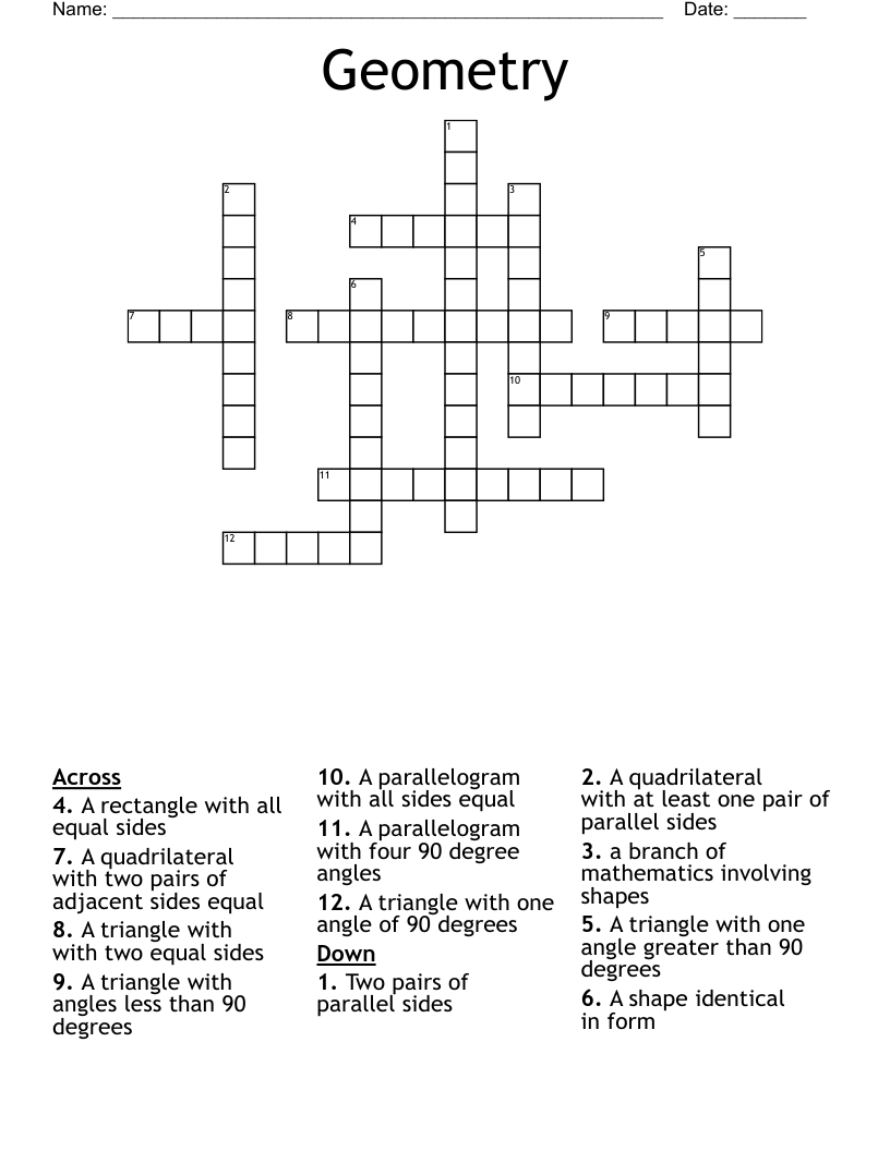 Geometry Crossword