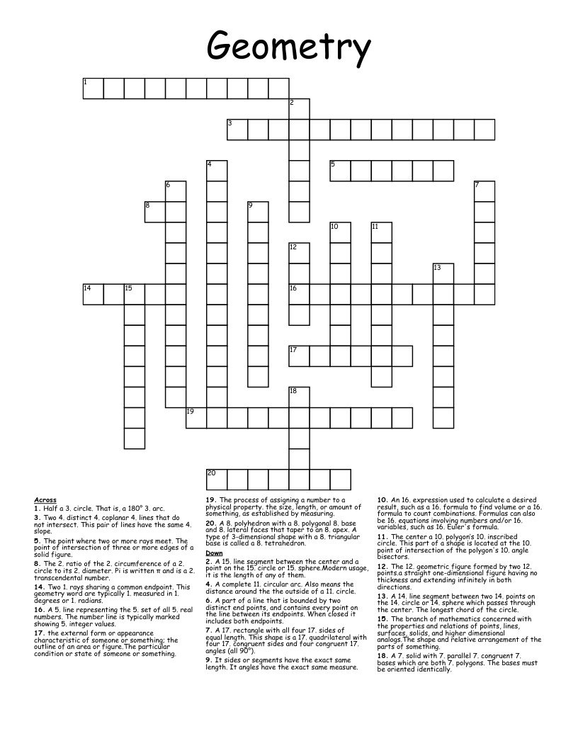 Geometry Crossword