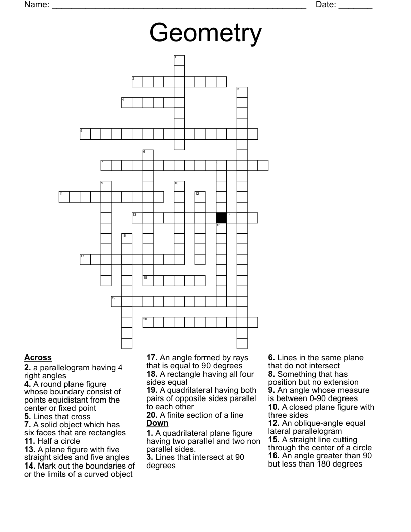 Geometry Crossword