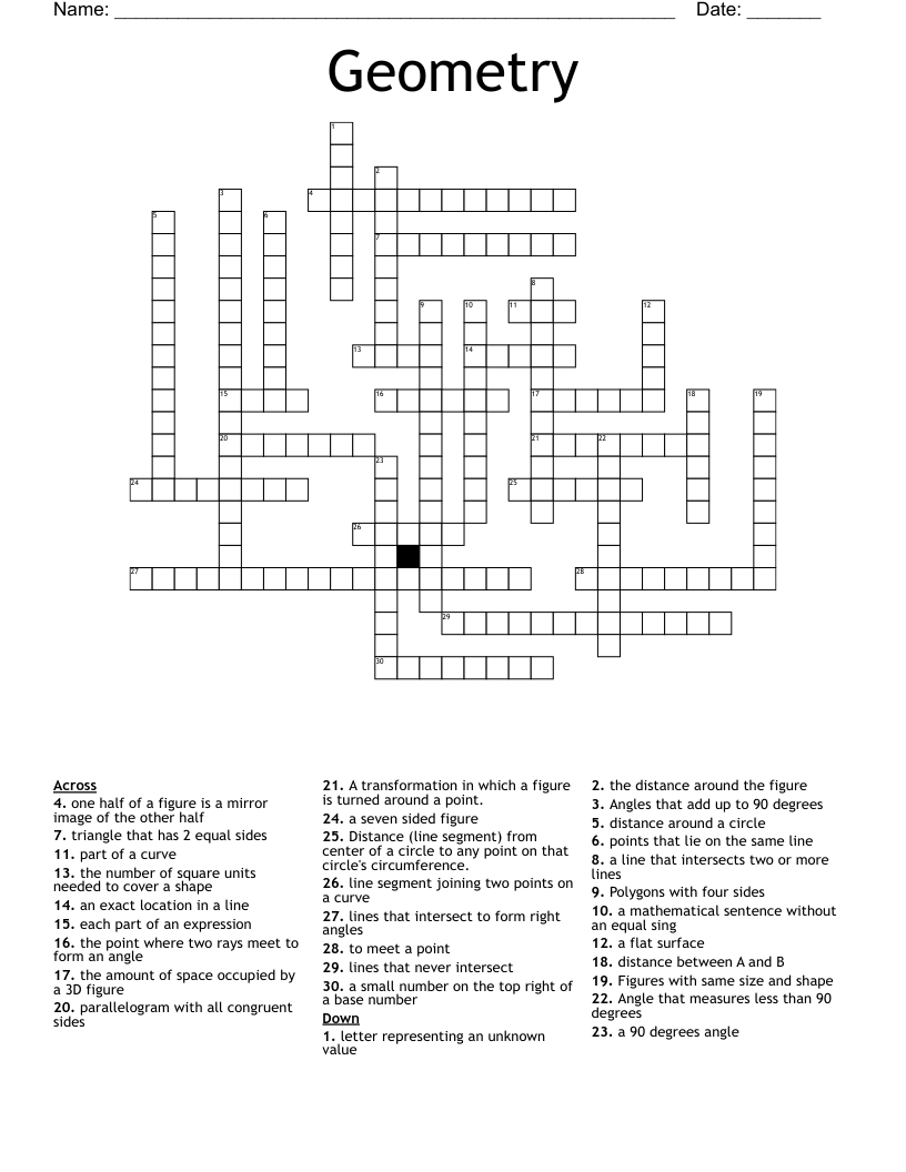 Geometry Crossword