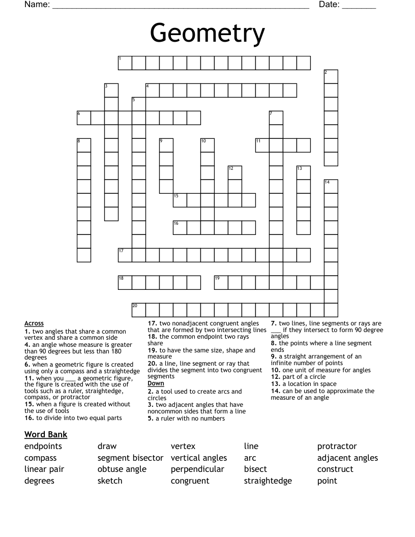 Geometry Crossword