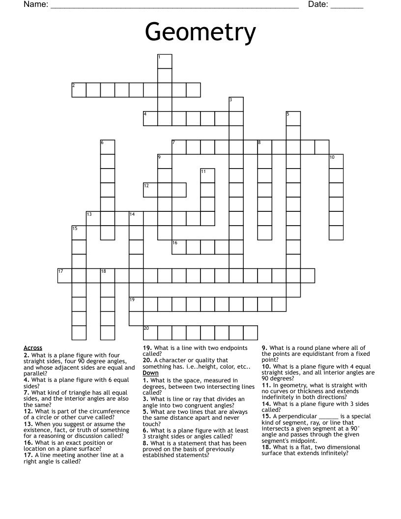 Geometry Crossword