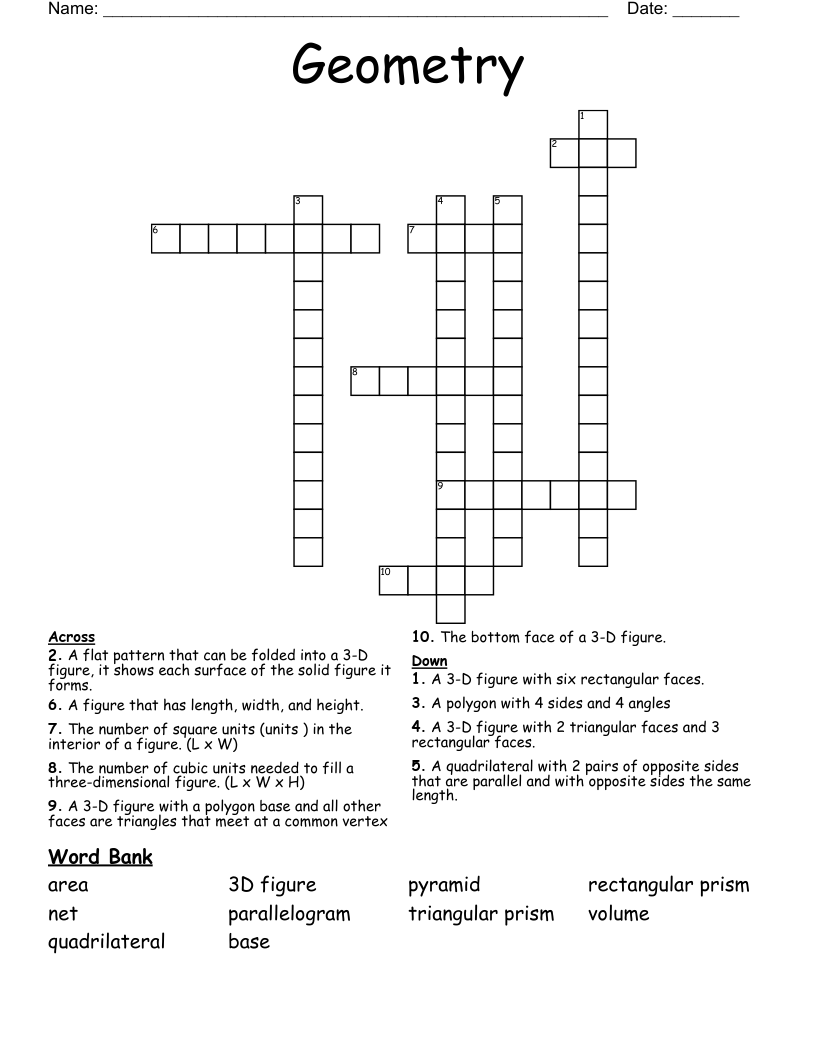 Geometry Crossword