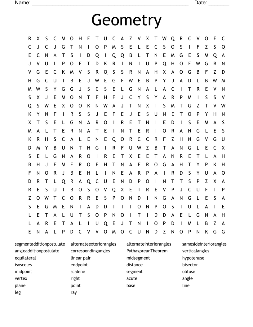 Geometry Word Search
