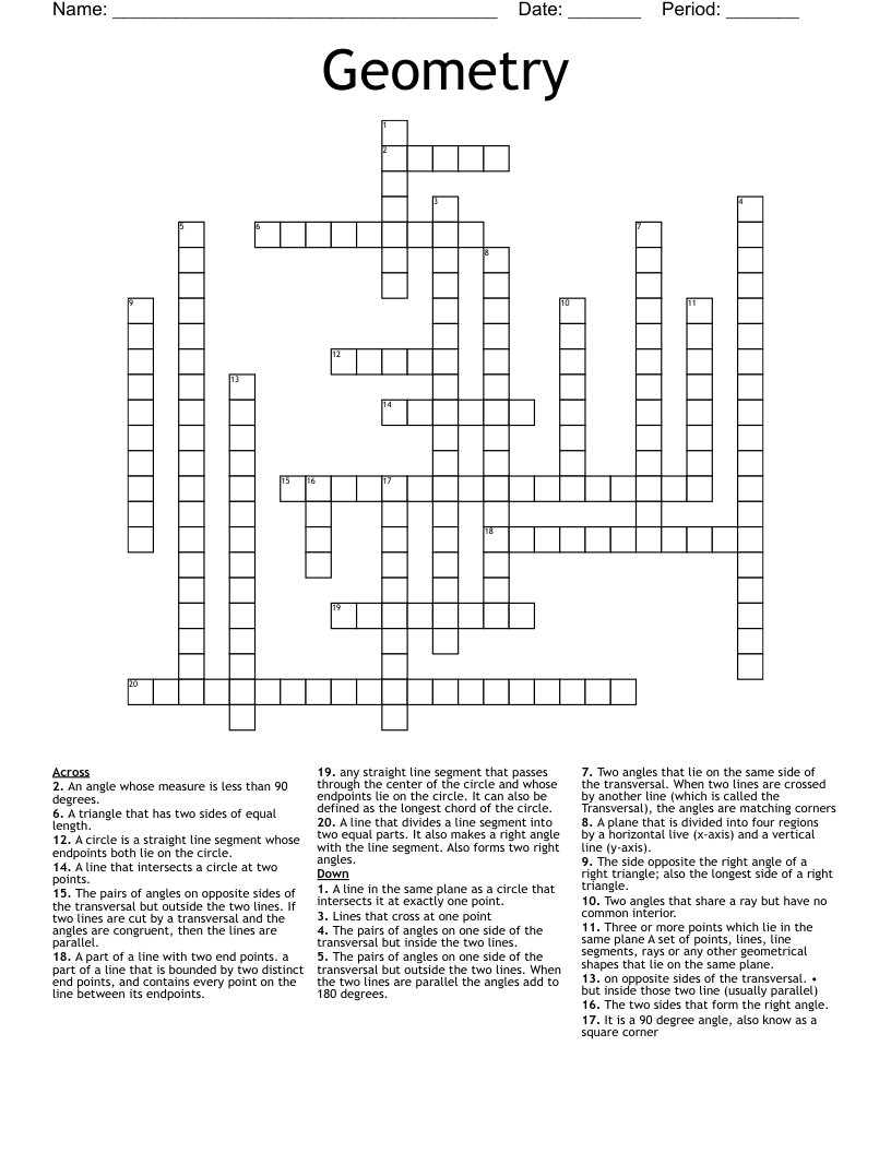 Geometry Crossword