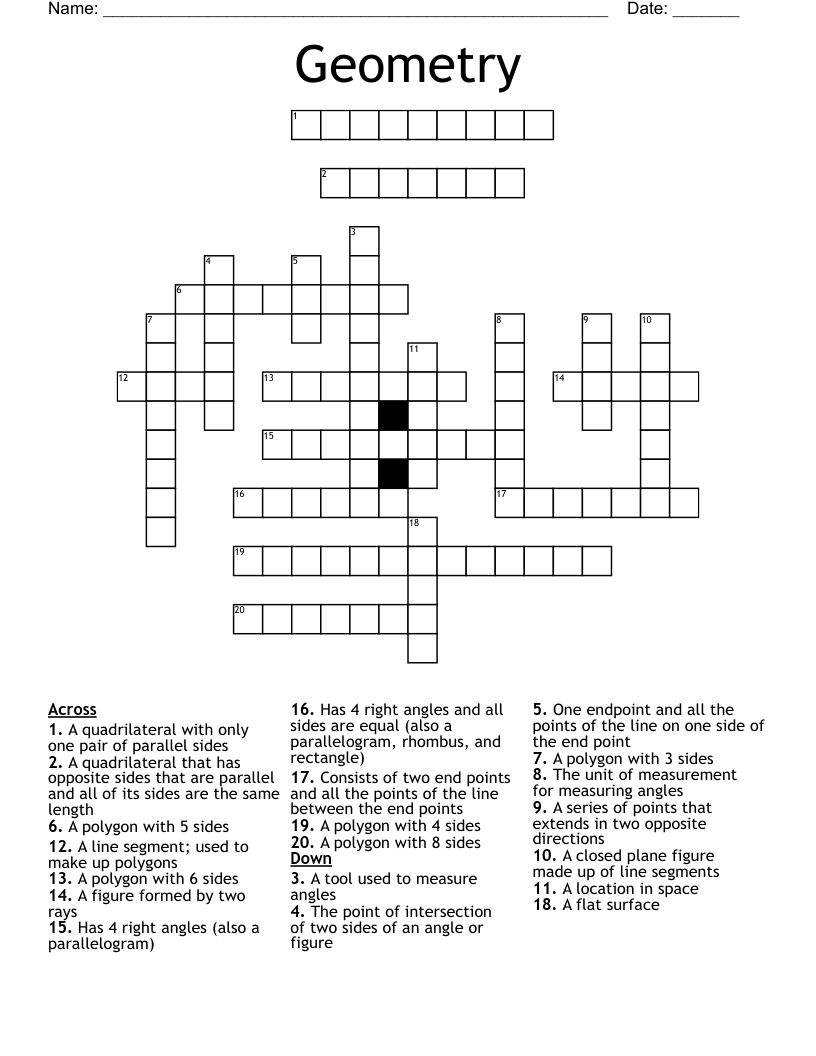 Geometry Crossword