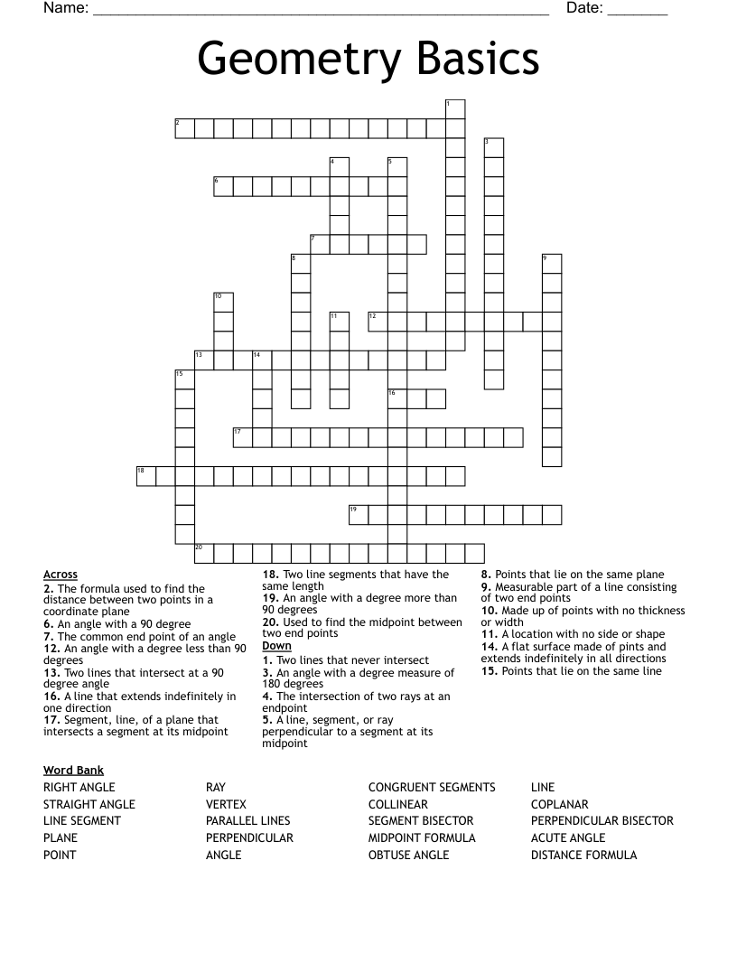 Geometry Basics Crossword
