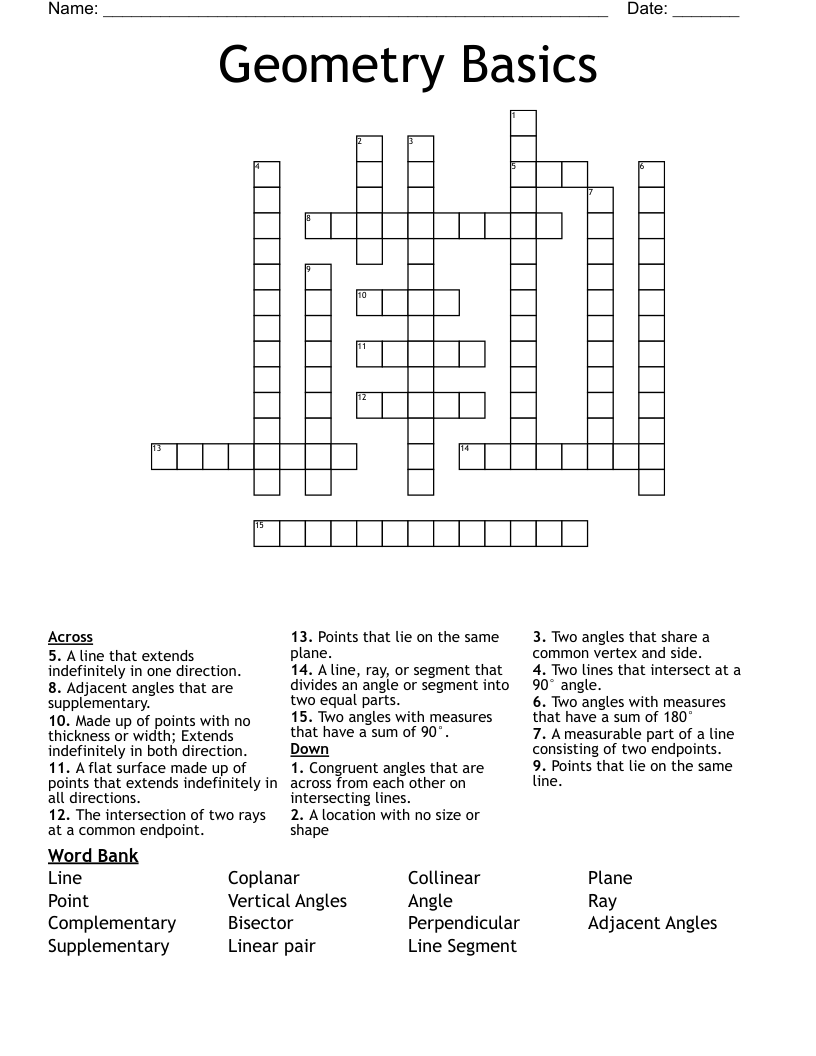 Geometry Basics Crossword