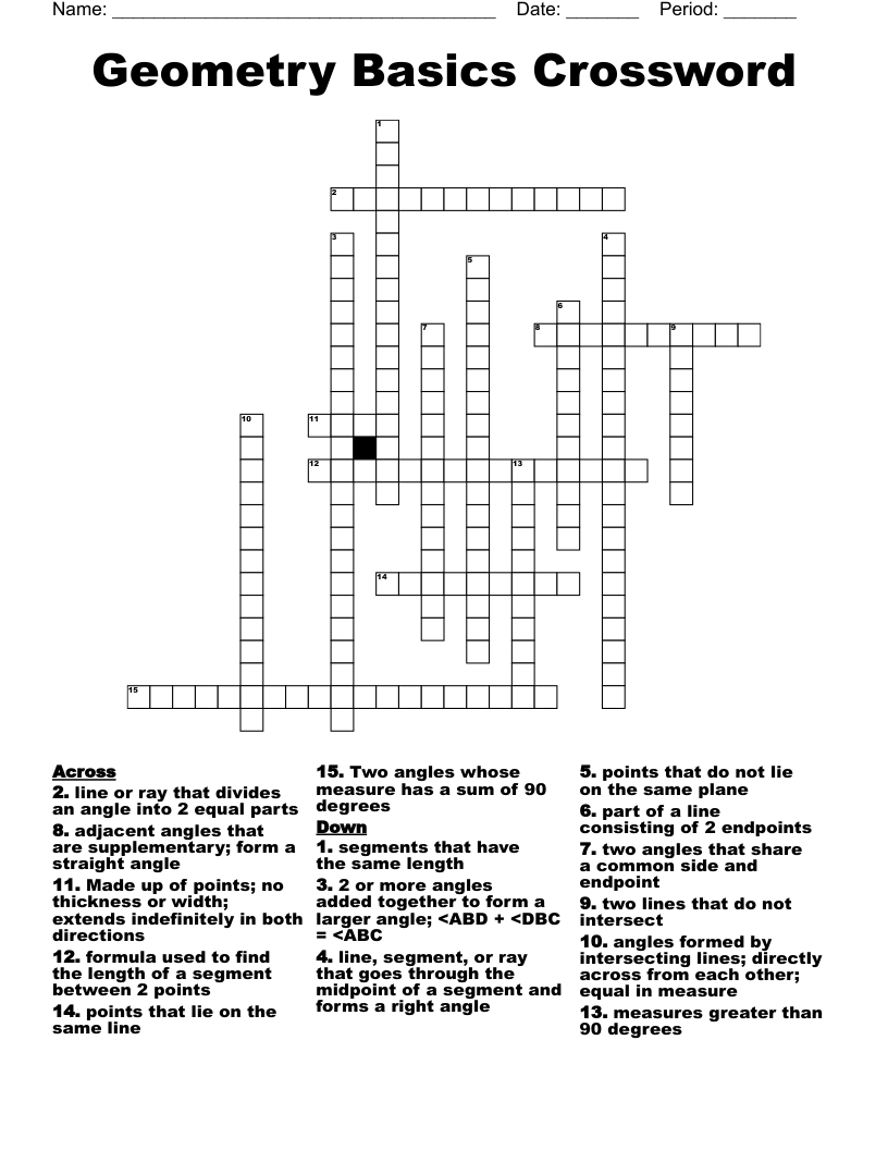 Geometry Basics Crossword