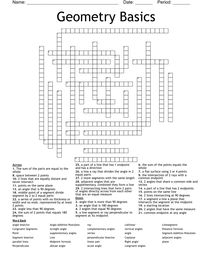 Geometry Basics  Crossword