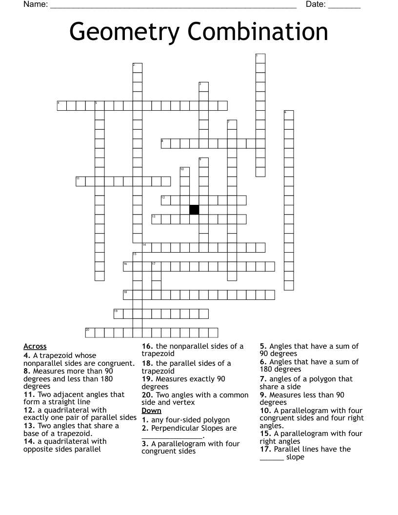 Geometry Combination Crossword