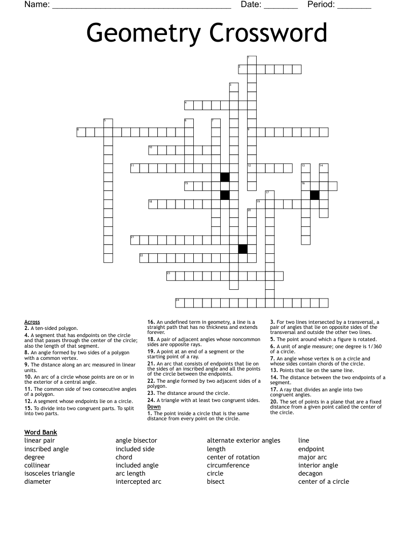 Geometry Crossword