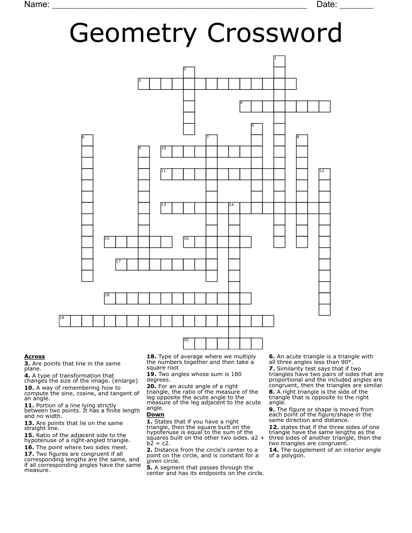 Geometry Crossword