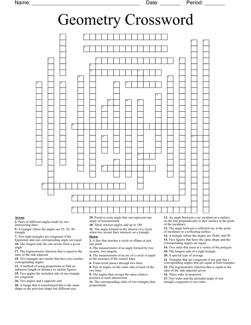 Geometry Crossword
