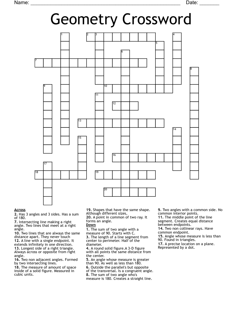 Geometry Crossword