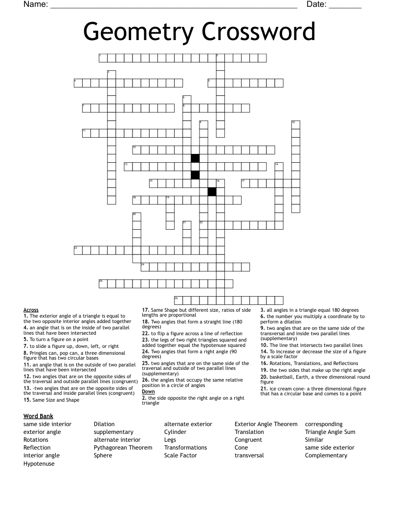 Geometry Crossword