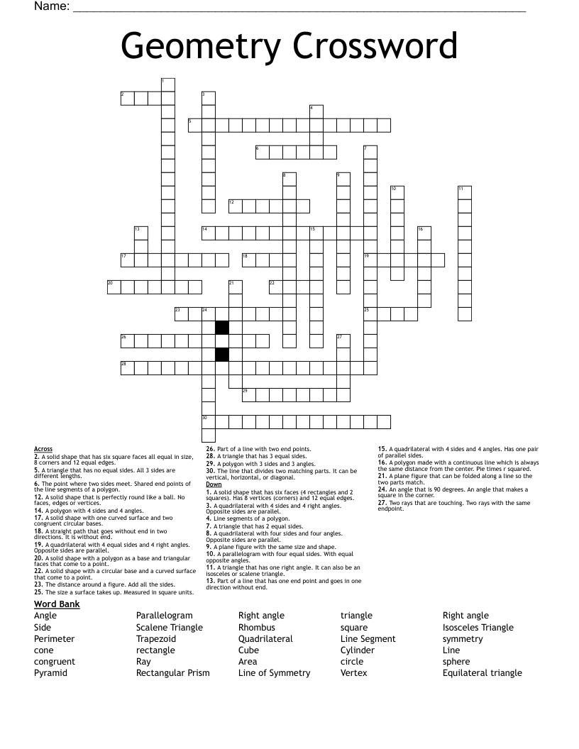 Geometry Crossword