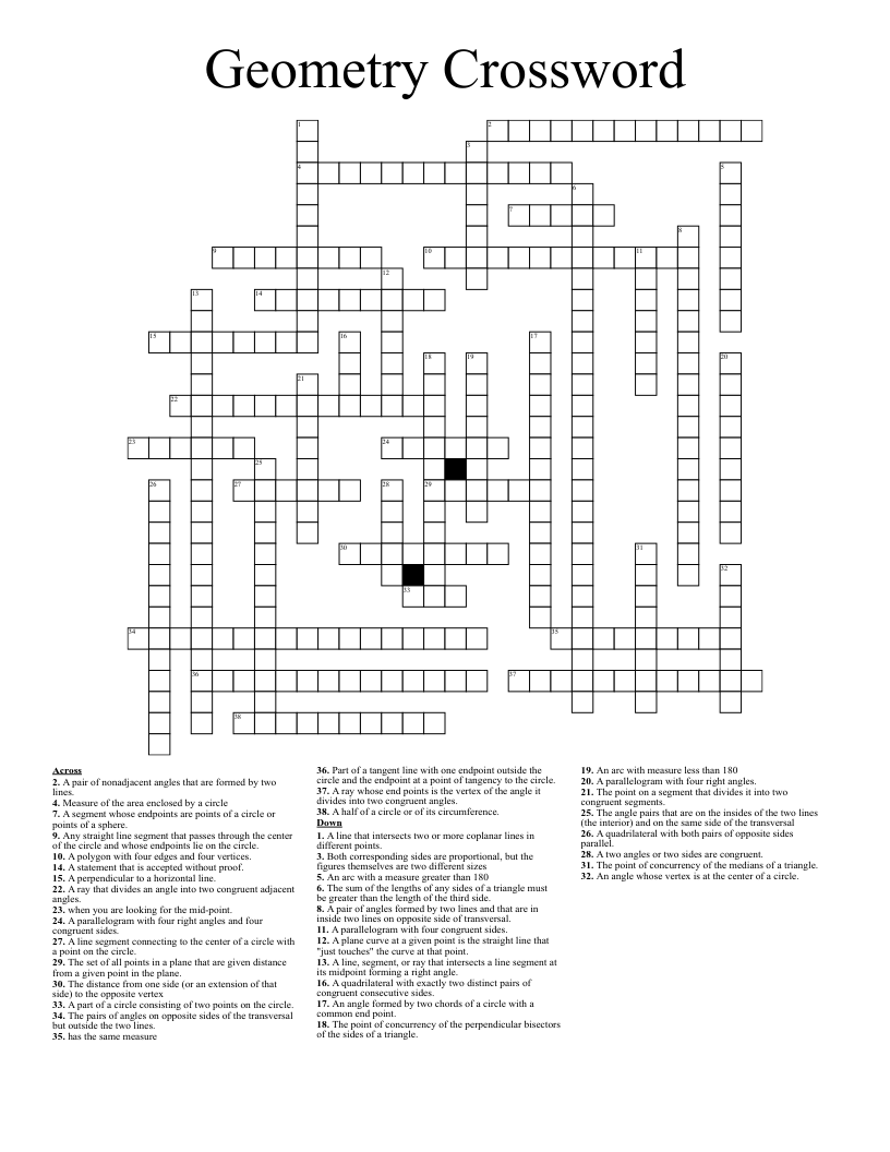 Geometry Crossword
