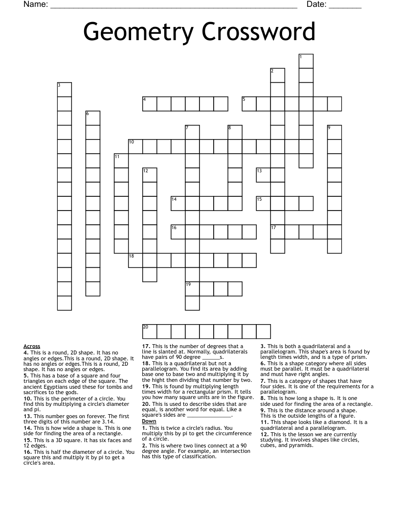 Geometry Crossword