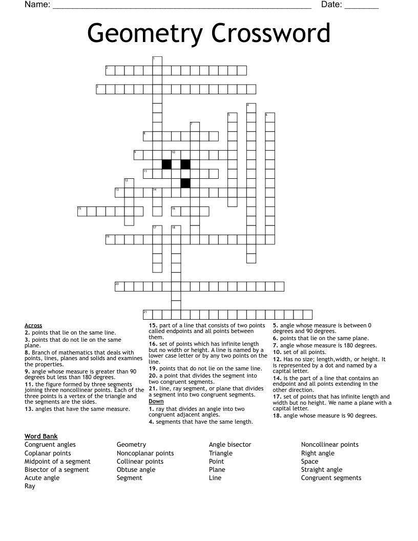 Geometry Crossword