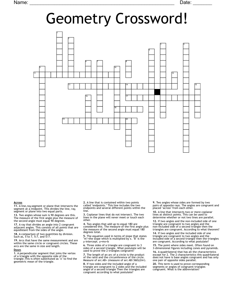 Geometry Crossword!