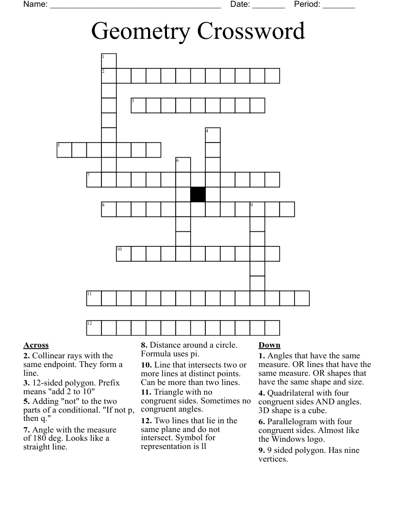 Geometry Crossword