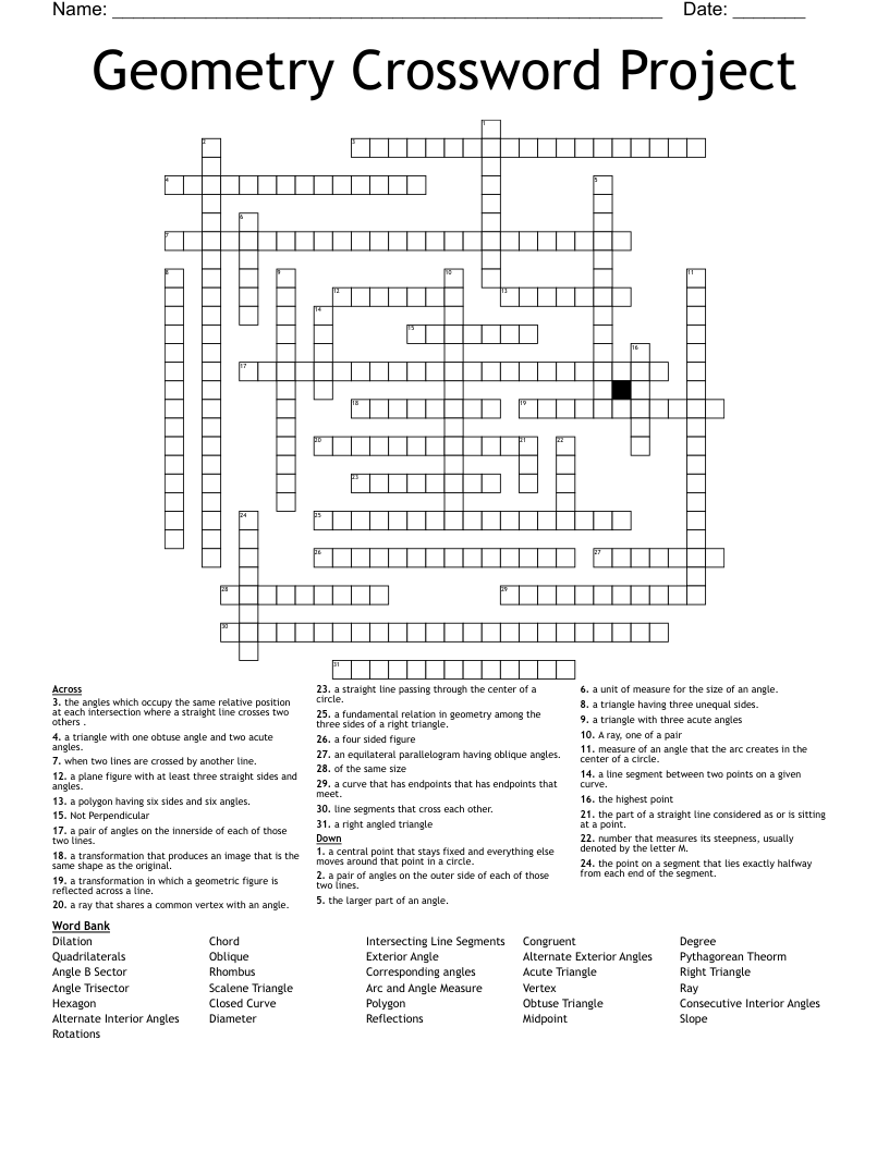 Geometry Crossword Project