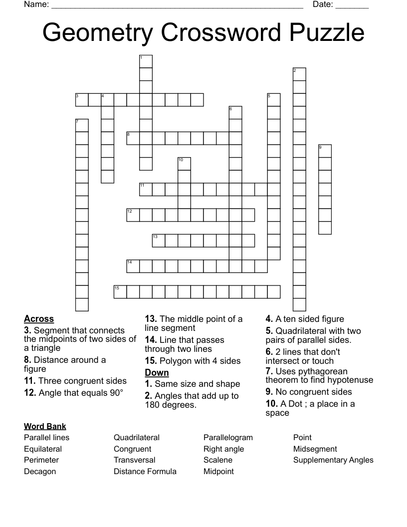 Geometry Crossword Puzzle