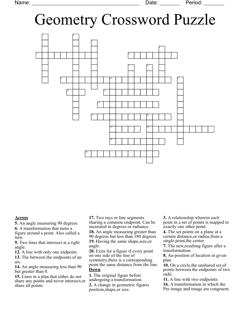 Geometry Crossword Puzzle