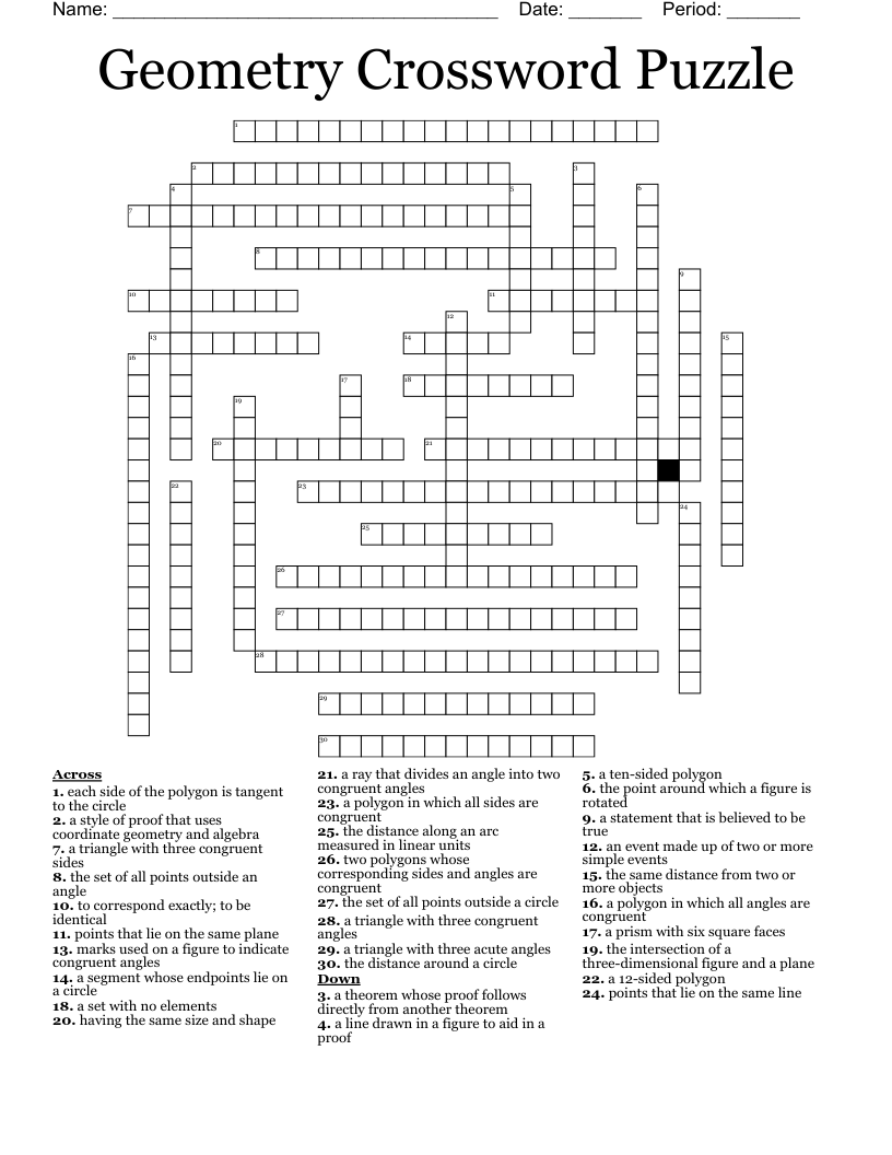 Geometry Crossword Puzzle