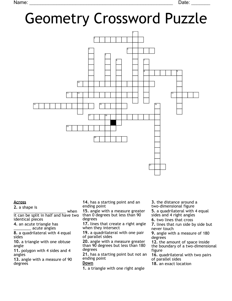 Geometry Crossword Puzzle
