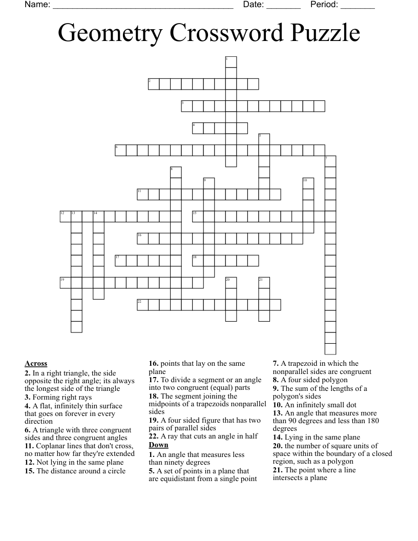 Geometry Crossword Puzzle