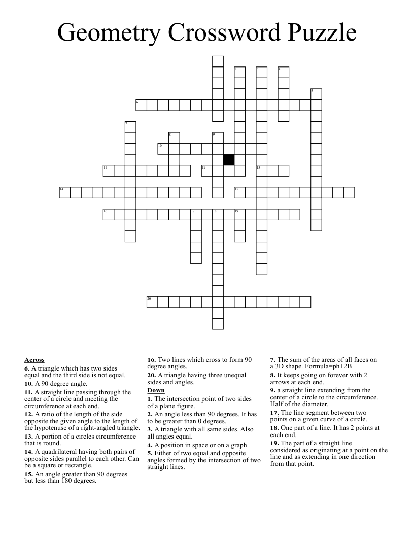 Geometry Crossword Puzzle