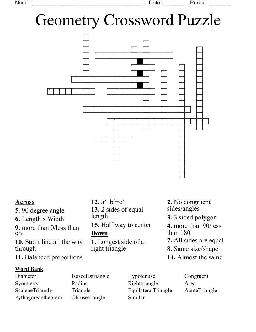 Geometry Crossword Puzzle
