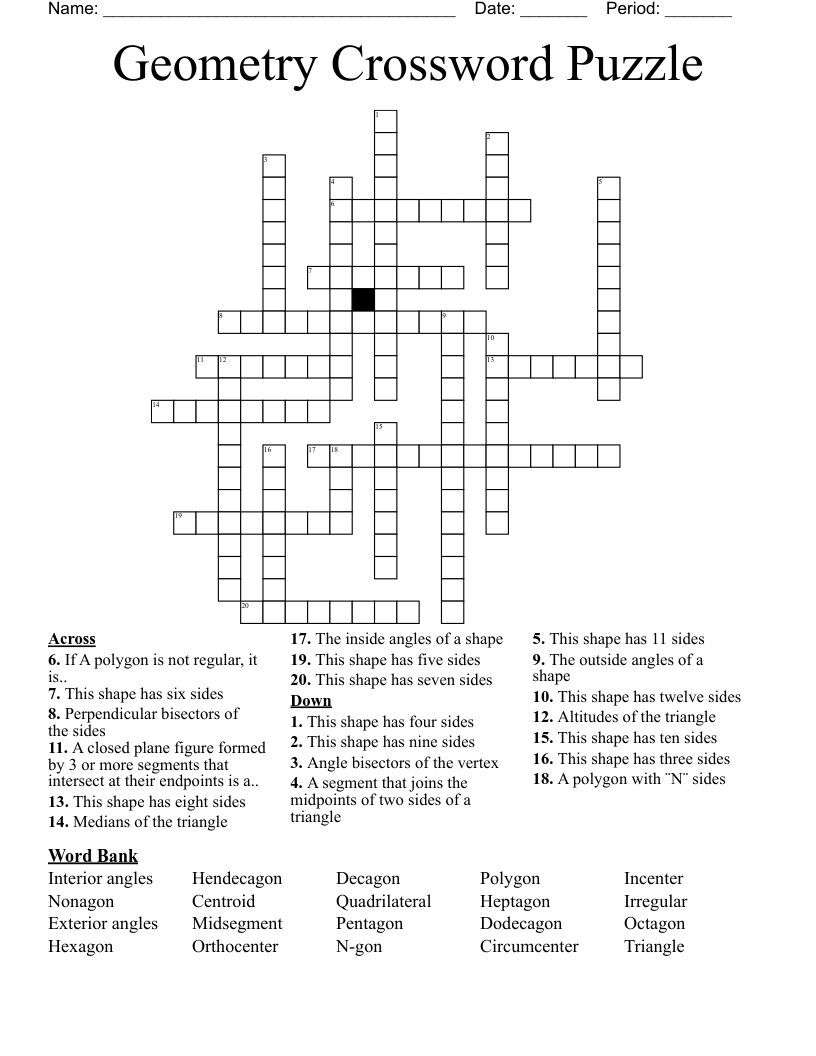 Geometry Crossword Puzzle