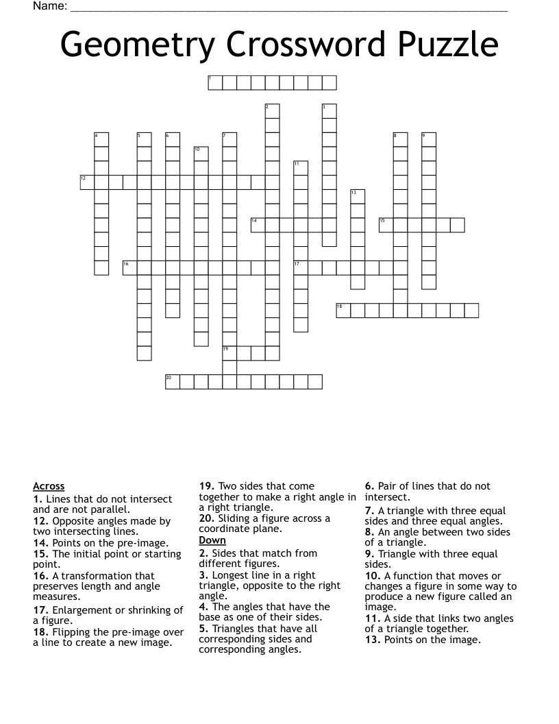 Geometry Crossword Puzzle