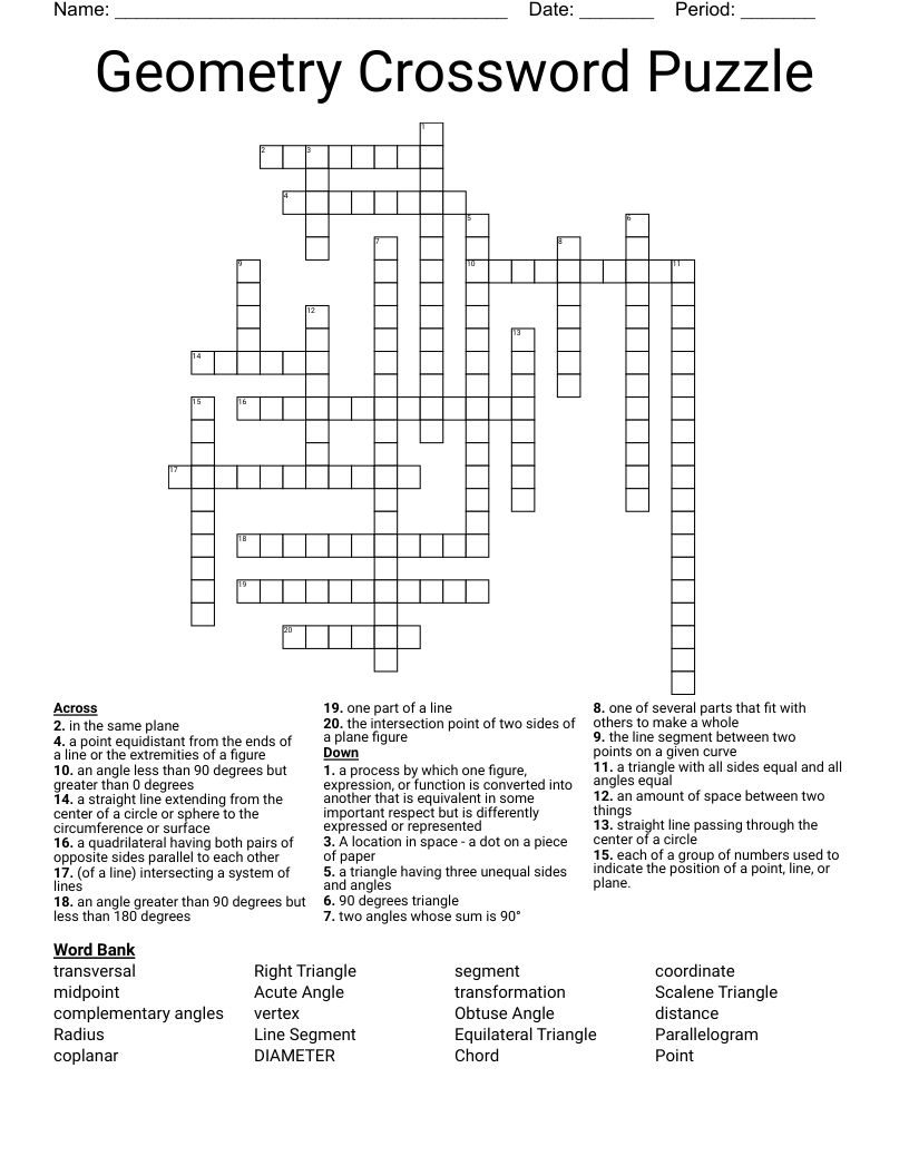 Geometry Crossword Puzzle