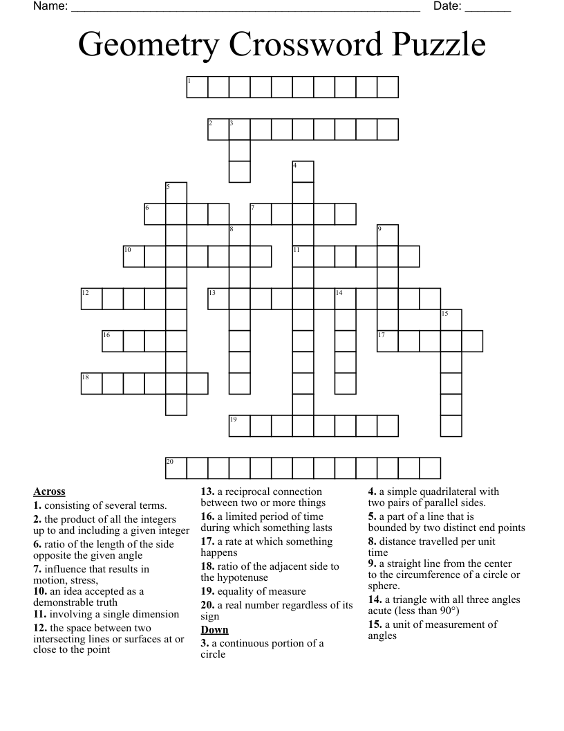 Geometry Crossword Puzzle